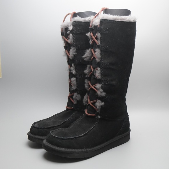 UGG Shoes - UGG 5230 Uptown Lace Tall Boots Women US 5 Black Suede Shearling